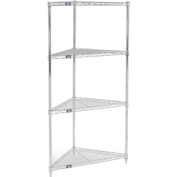 Nexel Chrome, 4 Shelf, Corner Wire Shelving Unit, 32inW x 24inD x 74inH 796621 - main